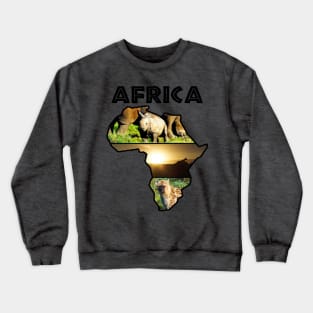 Africa Wildlife Continent Collage Crewneck Sweatshirt